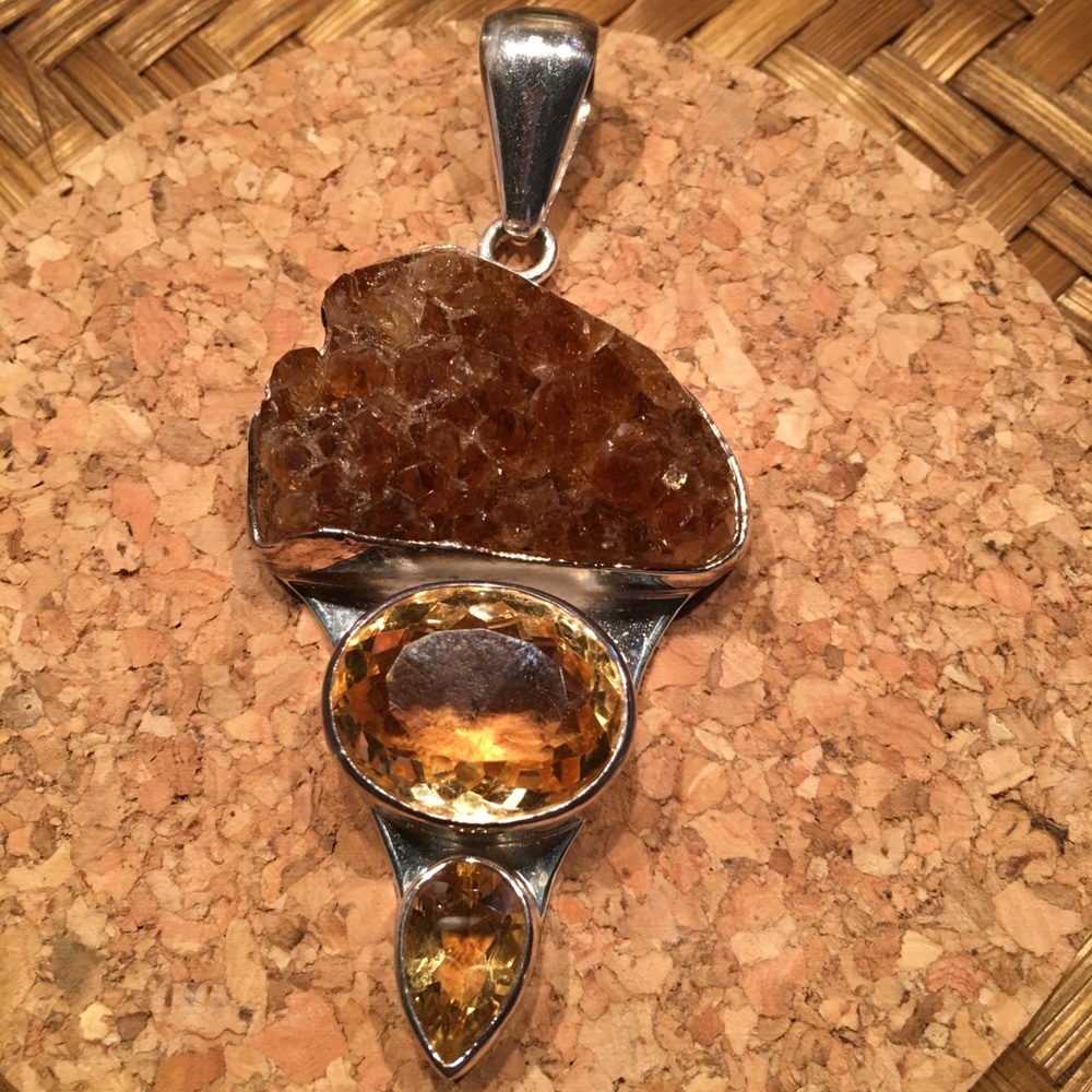CHARLES ALBERT Hessonite & Faceted Citrine Pendant